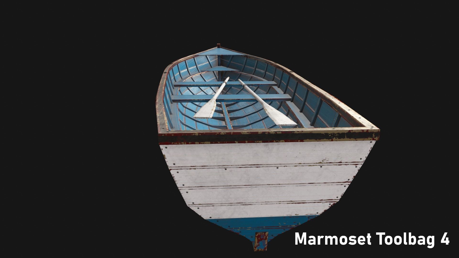 Wooden boat Low-poly 3D model_4