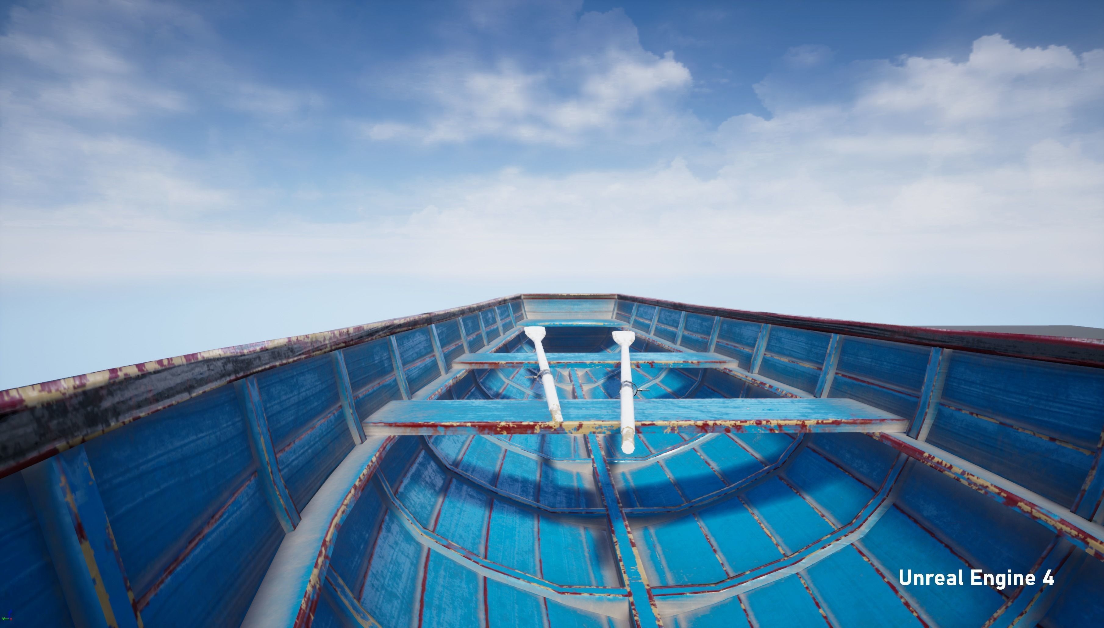 Wooden boat Low-poly 3D model_21