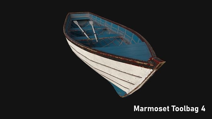 Wooden boat Low-poly 3D model