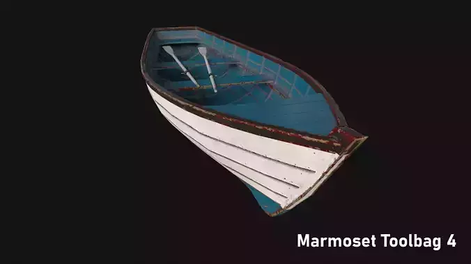 Wooden boat Low-poly 3D model