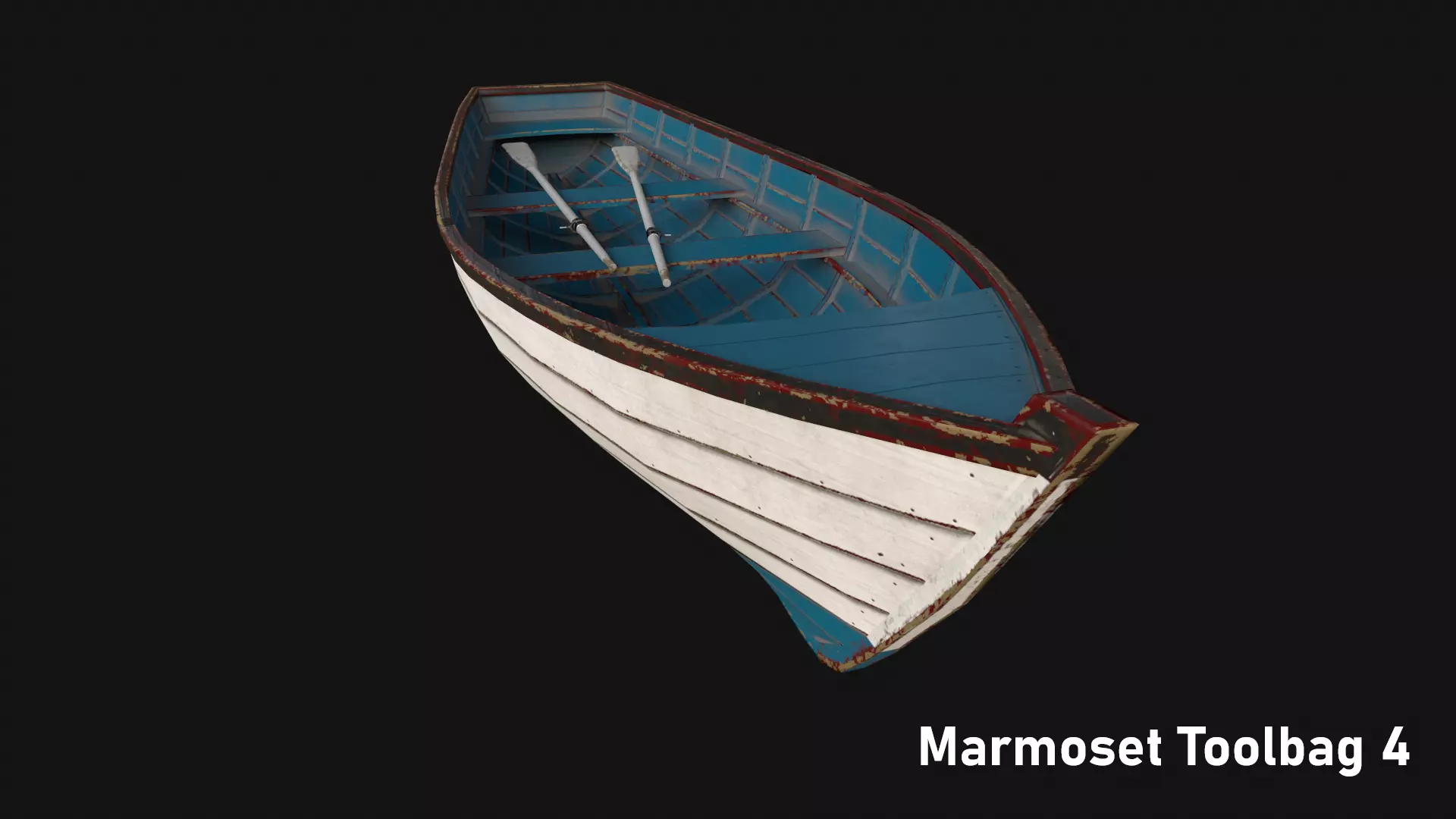 Wooden boat Low-poly 3D model_0