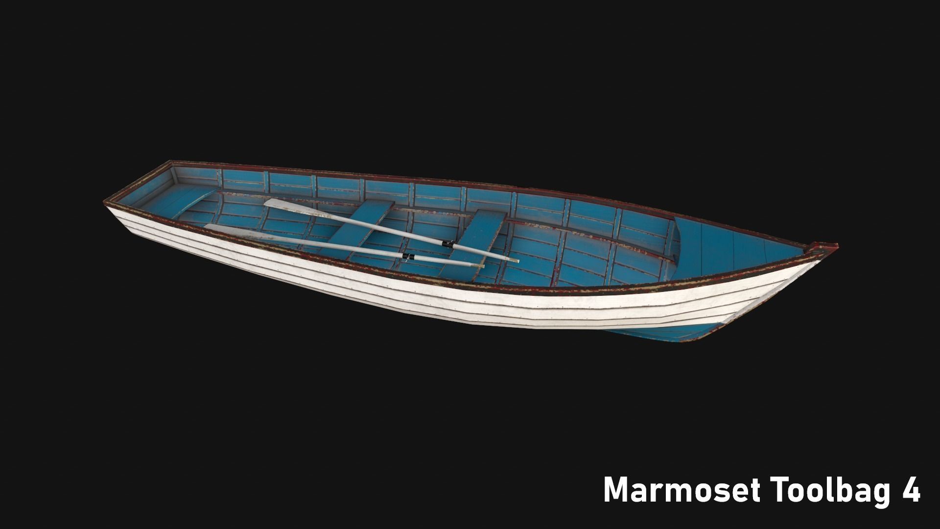 Wooden boat Low-poly 3D model_3