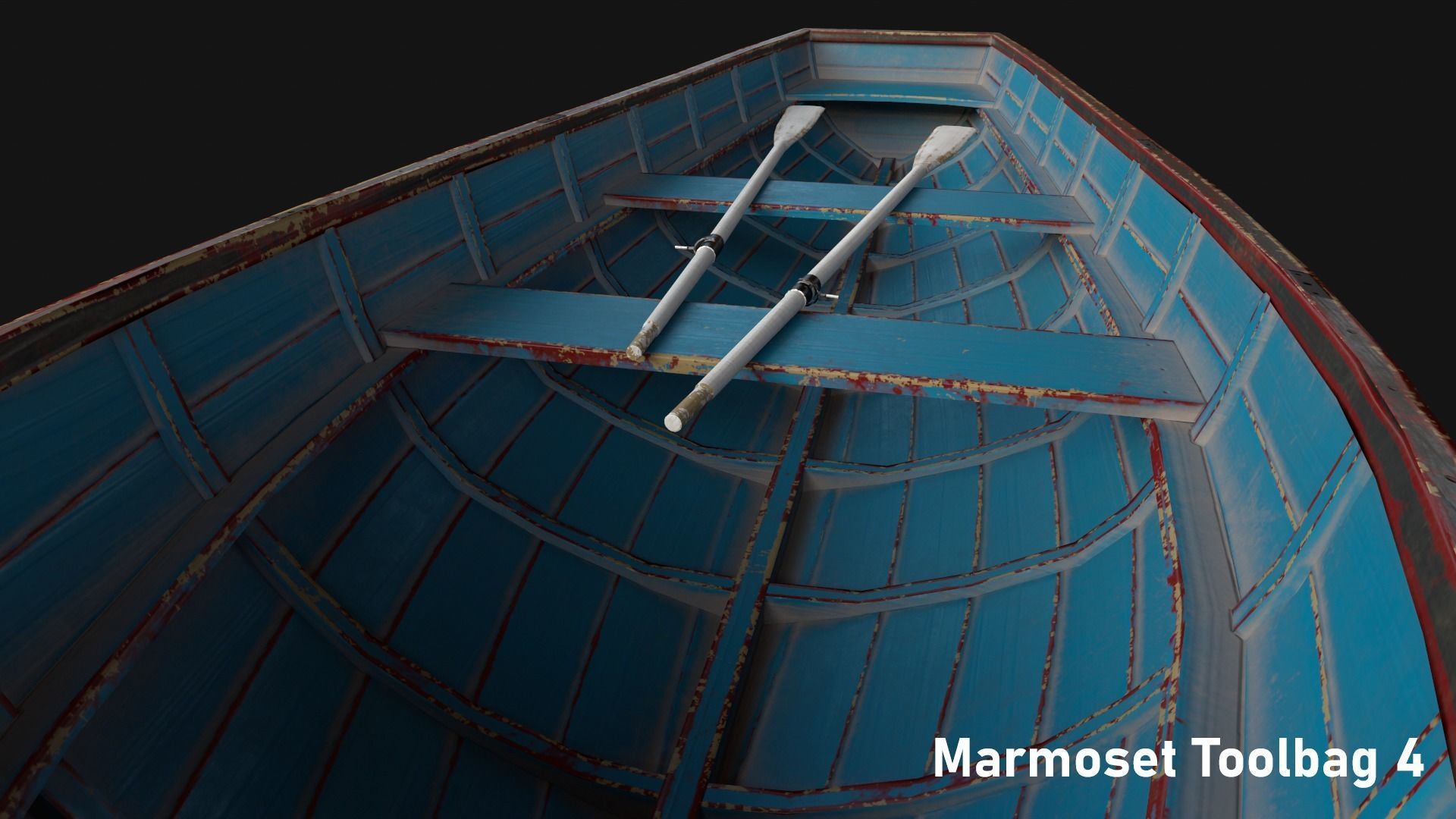 Wooden boat Low-poly 3D model_11