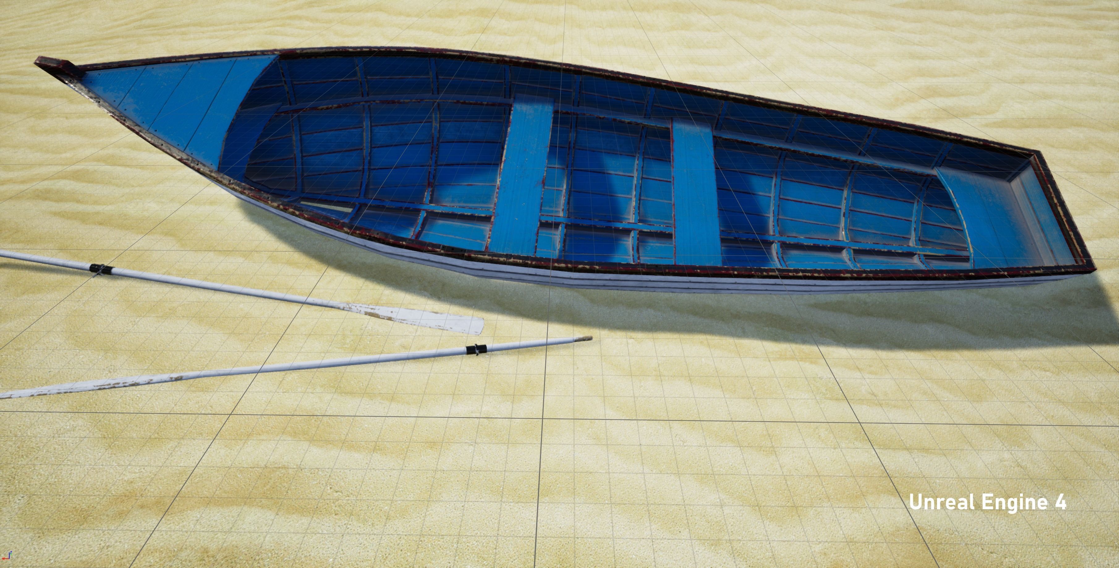 Wooden boat Low-poly 3D model_25