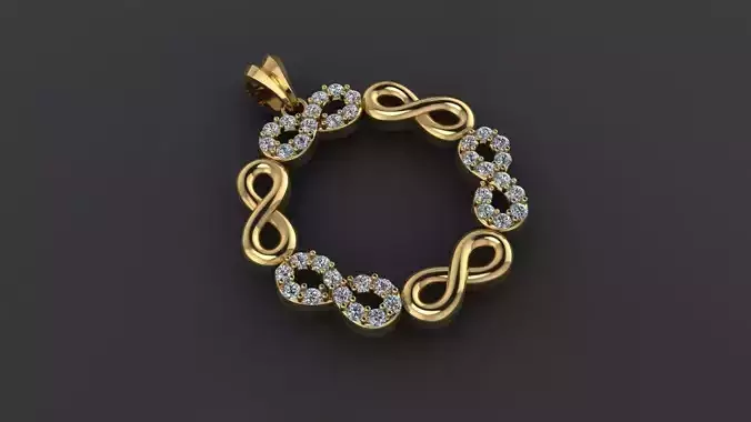 Pendant 6 infinity with diamonds