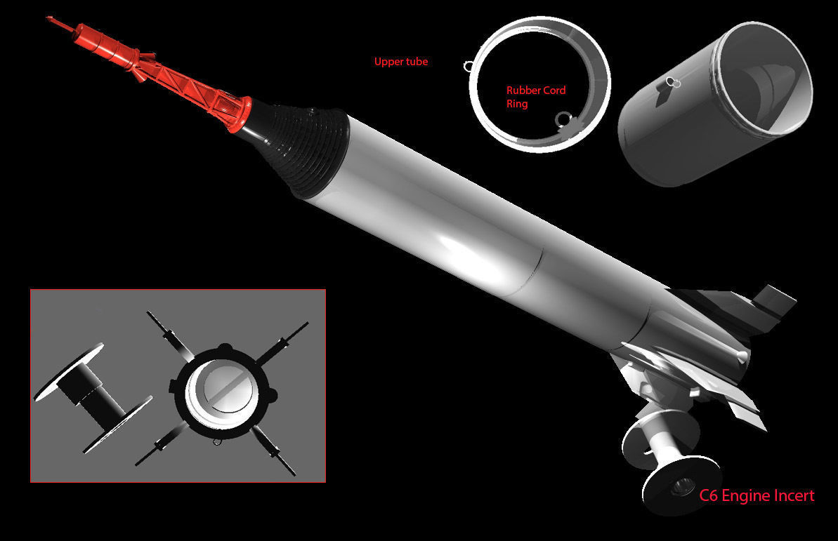 Mercury Red Stone Flying Rocket -  twenty eight inches tall 3D print model_2