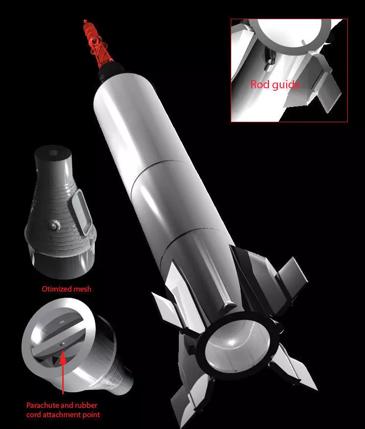 Mercury Red Stone Flying Rocket -  twenty eight inches tall 3D print model_0