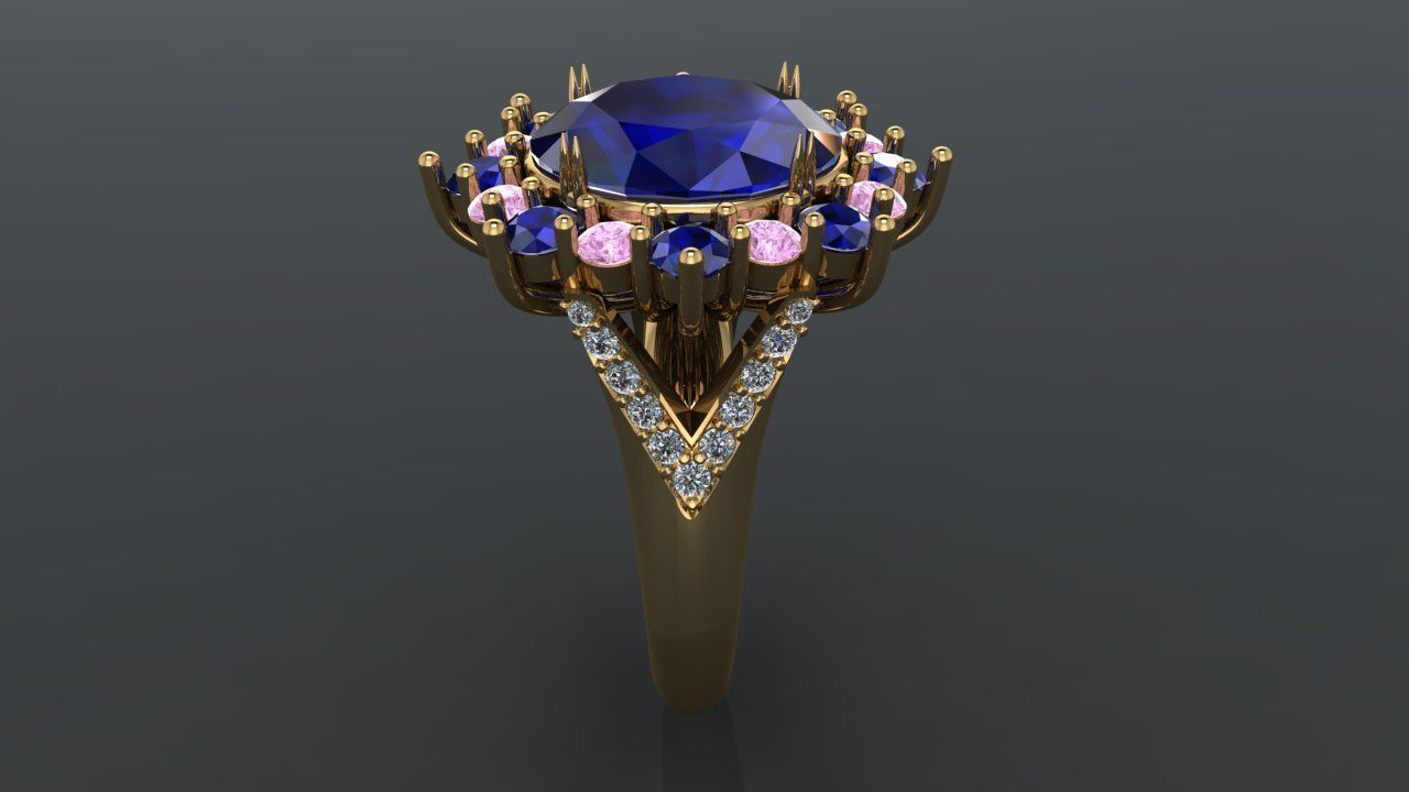 Ring 3 sapphire 3D print model_4