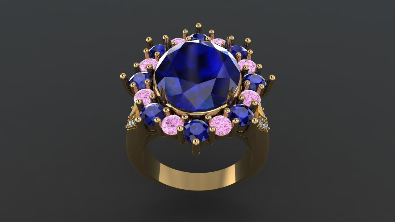 Ring 3 sapphire 3D print model_2