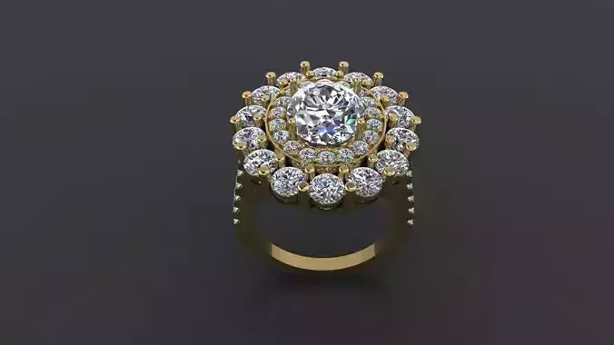 Ring 5 gold with diamonds in center