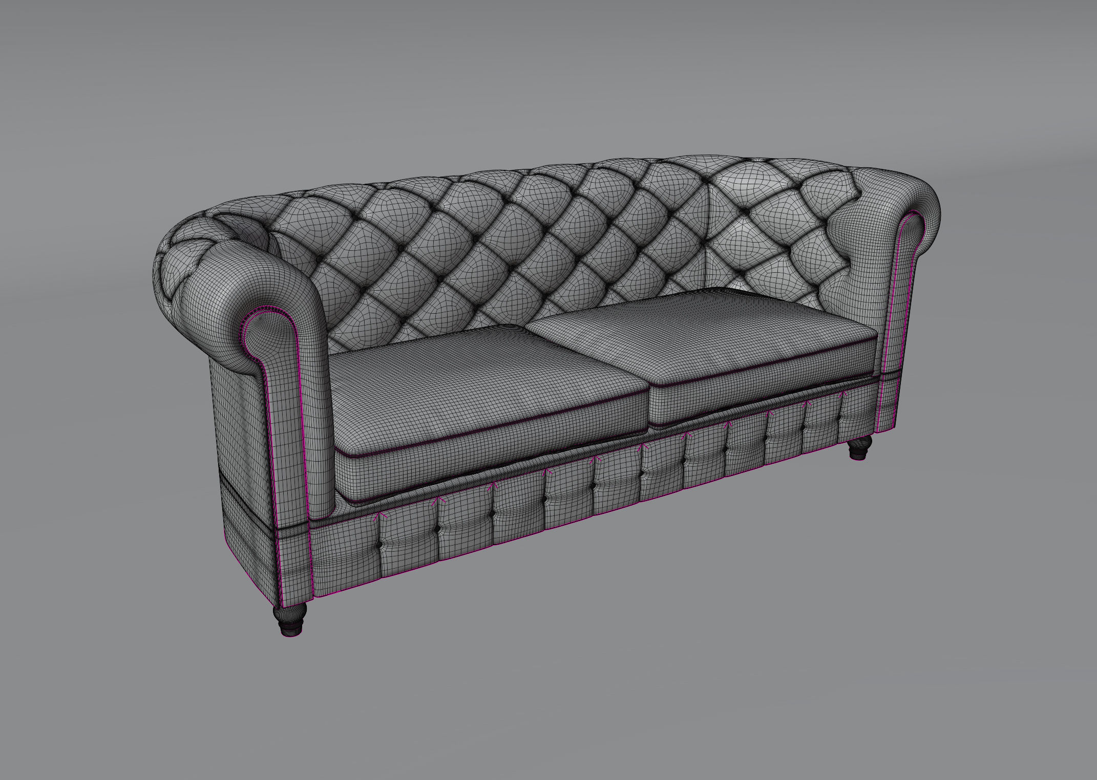 Chesterfield Sofa - High Poly 3D model_6