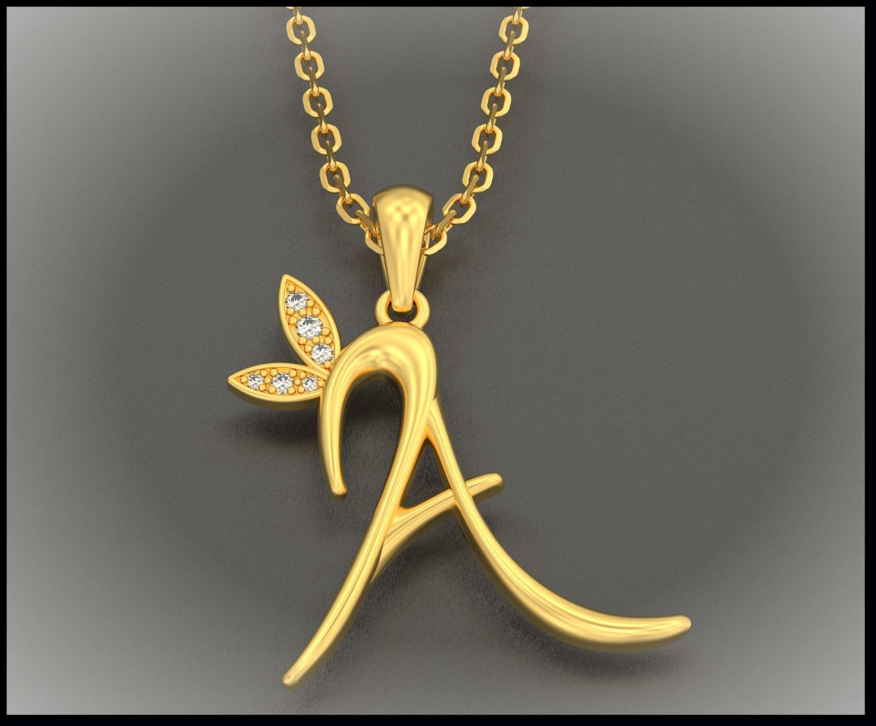 A Letter Leaf Style  3D print model_0