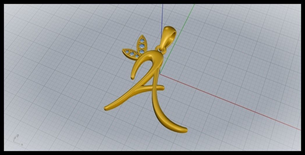 A Letter Leaf Style  3D print model_3