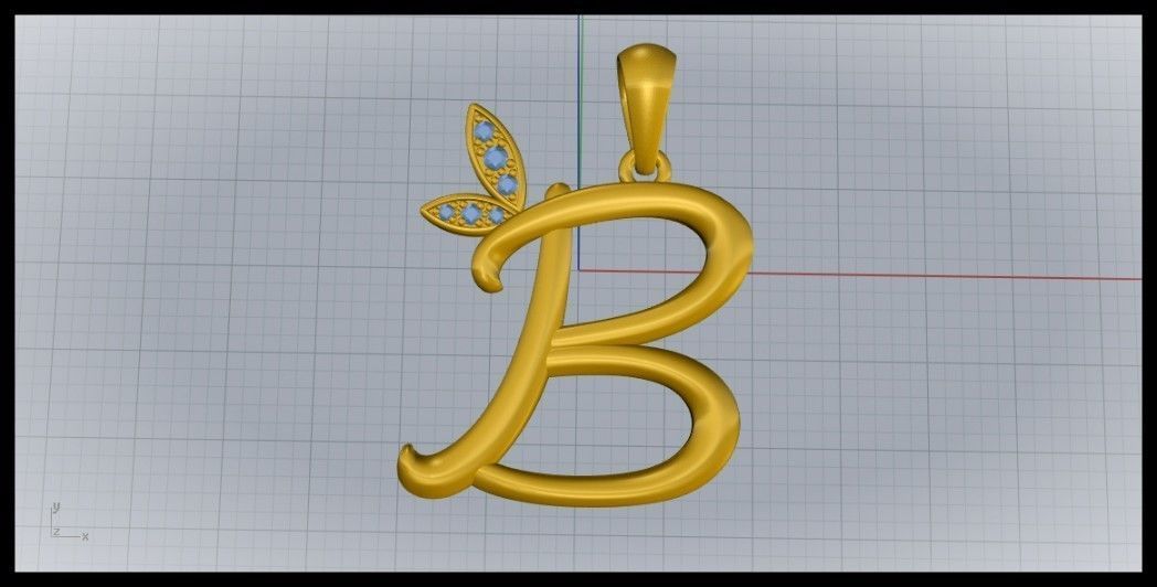 B Letter Leaf Style 3D print model_7