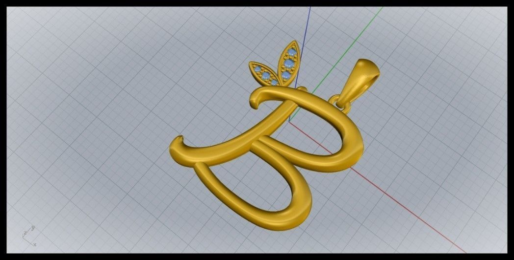 B Letter Leaf Style 3D print model_3