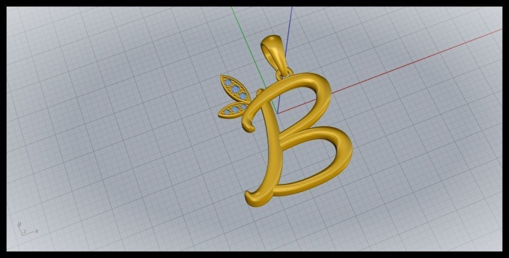 B Letter Leaf Style 3D print model_6