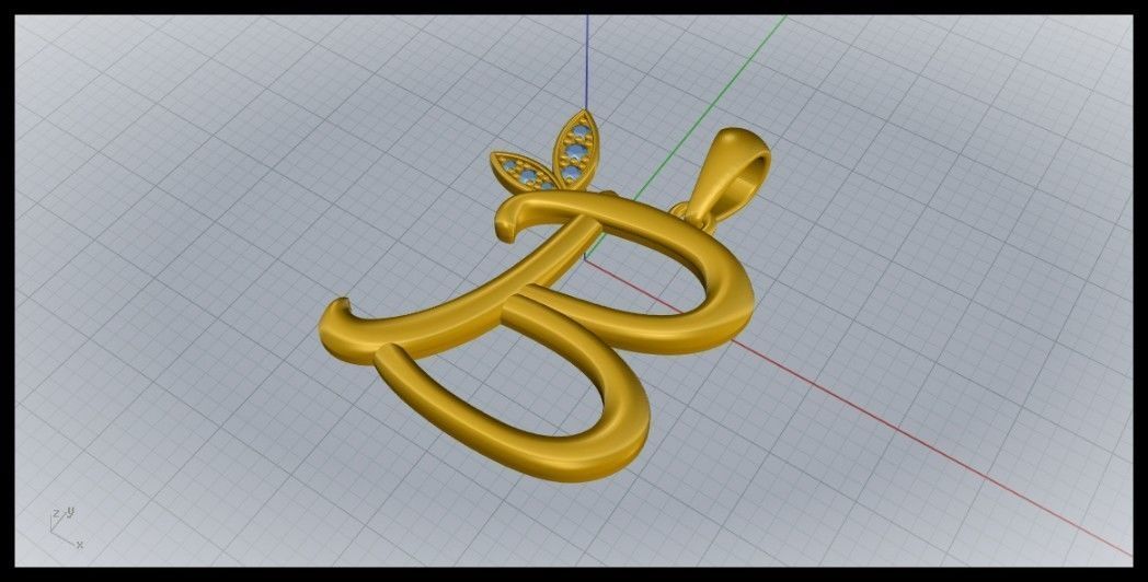 B Letter Leaf Style 3D print model_5