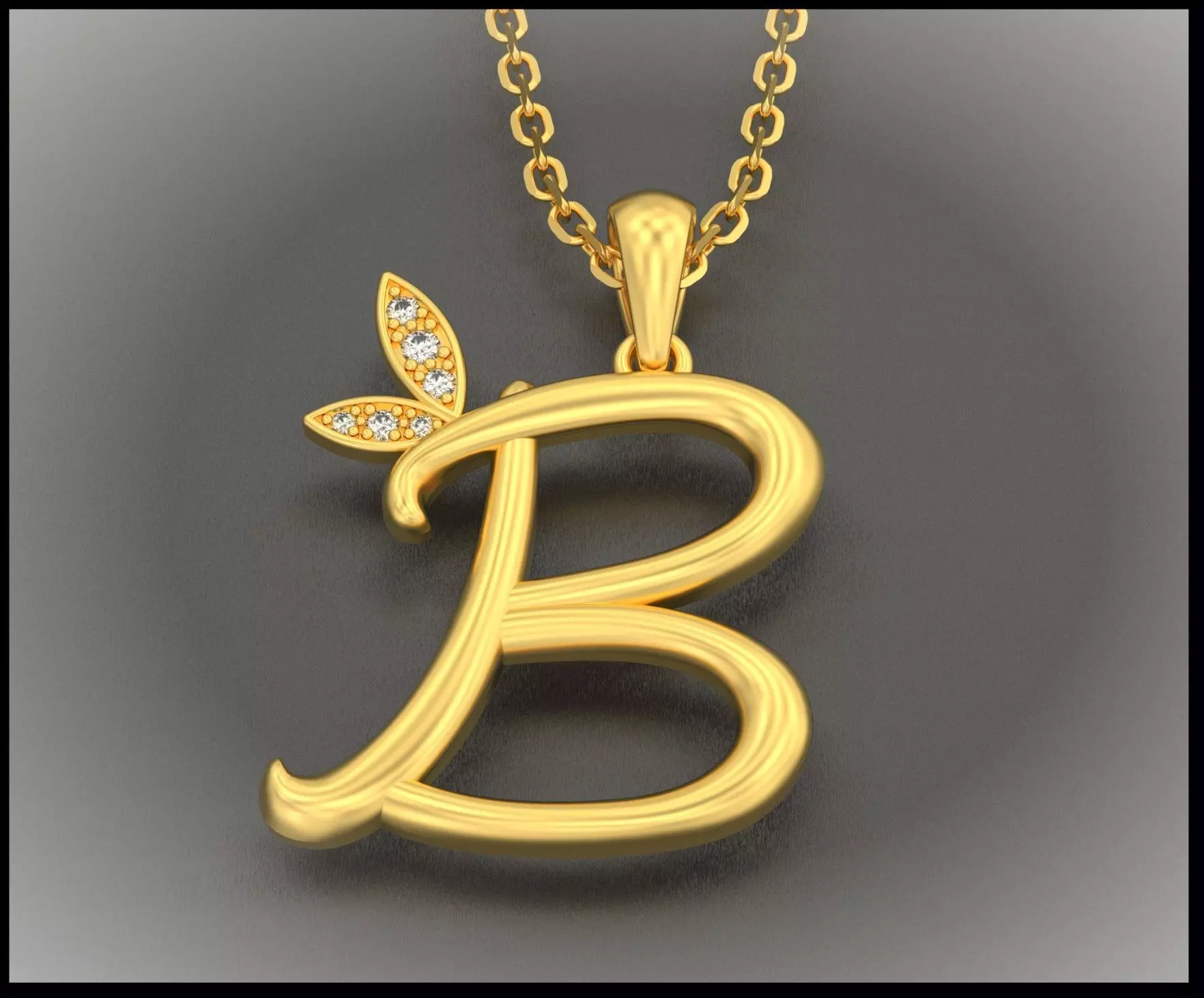 B Letter Leaf Style 3D print model_0