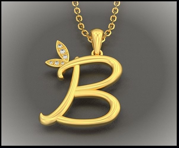 B Letter Leaf Style 3D print model