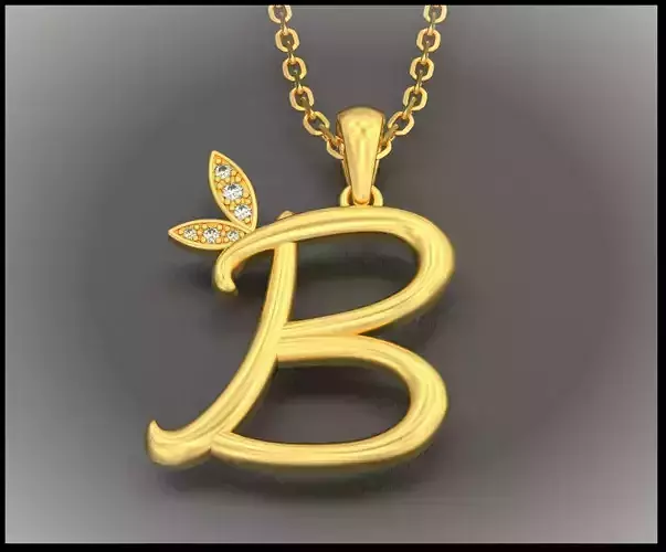 B Letter Leaf Style 3D print model