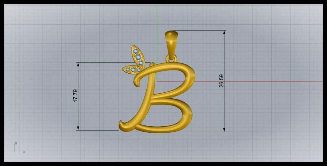B Letter Leaf Style 3D print model_8