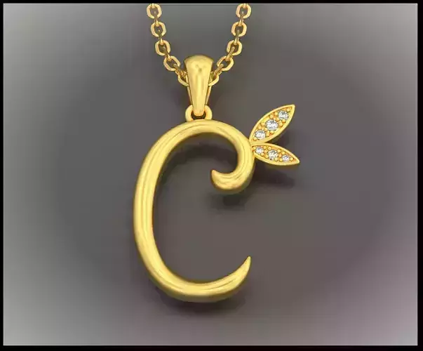 C Letter Leaf Style 3D print model
