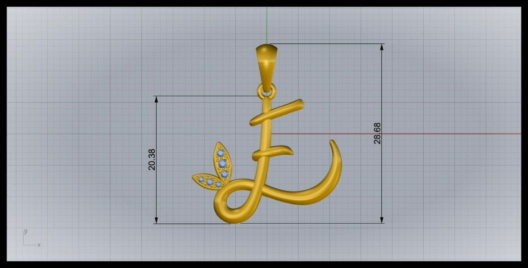 E Letter Leaf Style 3D print model_8