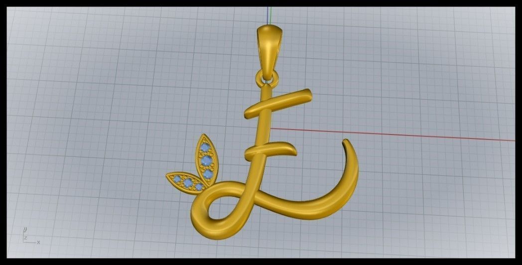 E Letter Leaf Style 3D print model_7