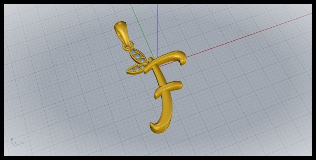 F Letter Leaf Style 3D print model_5
