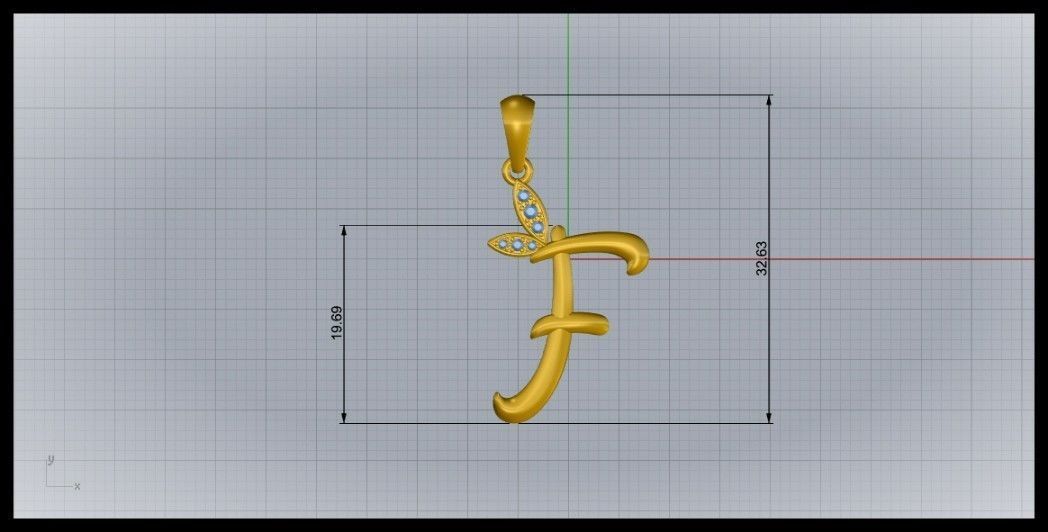 F Letter Leaf Style 3D print model_8