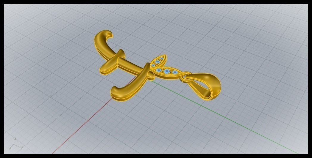 F Letter Leaf Style 3D print model_6