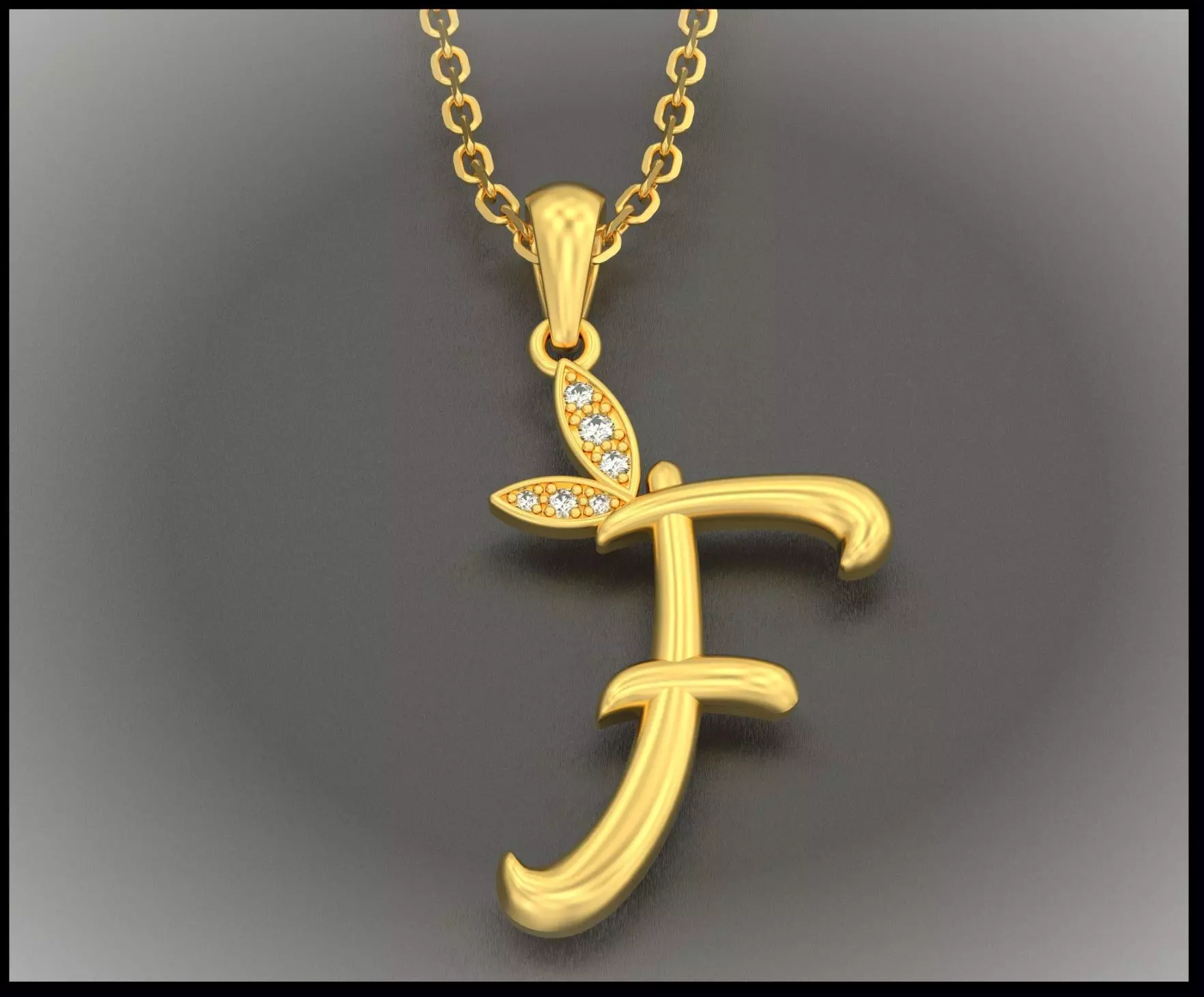 F Letter Leaf Style 3D print model_0