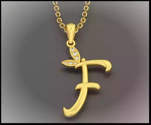 F Letter Leaf Style 3D print model