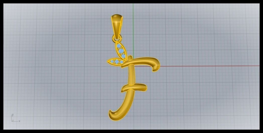 F Letter Leaf Style 3D print model_7