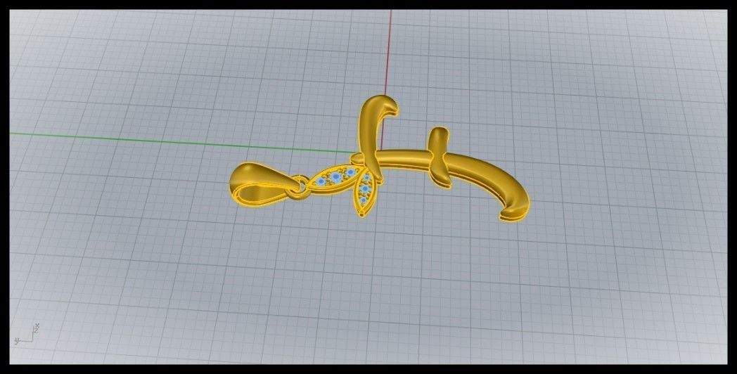 F Letter Leaf Style 3D print model_3
