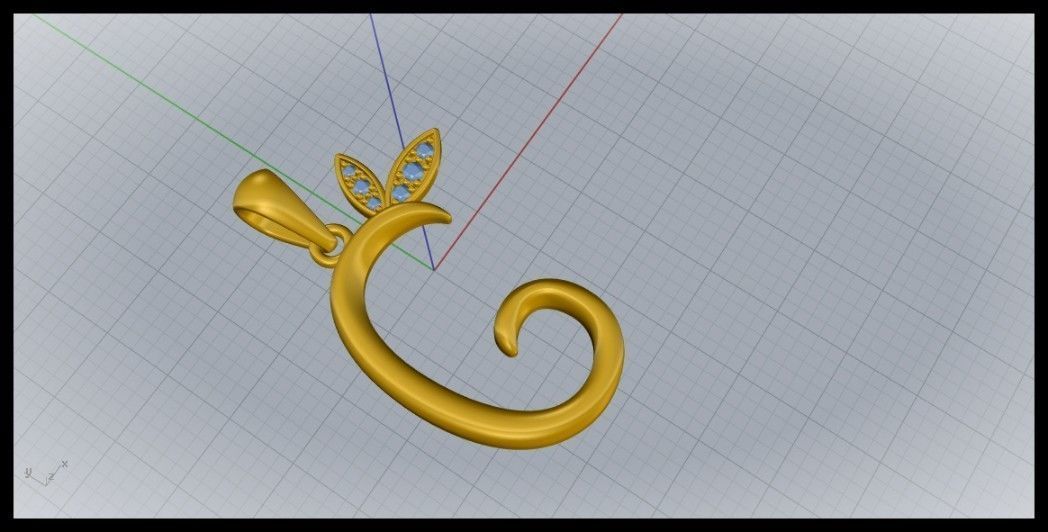 G Letter Leaf Style 3D print model_3