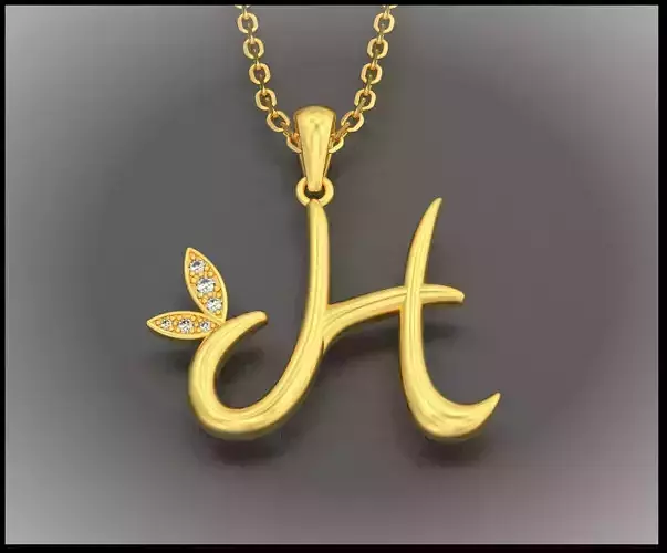 H Letter Leaf Style 3D print model