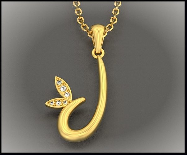 J Letter Leaf Style 3D print model