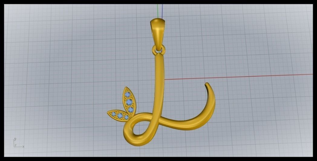 L Letter Leaf Style 3D print model_7