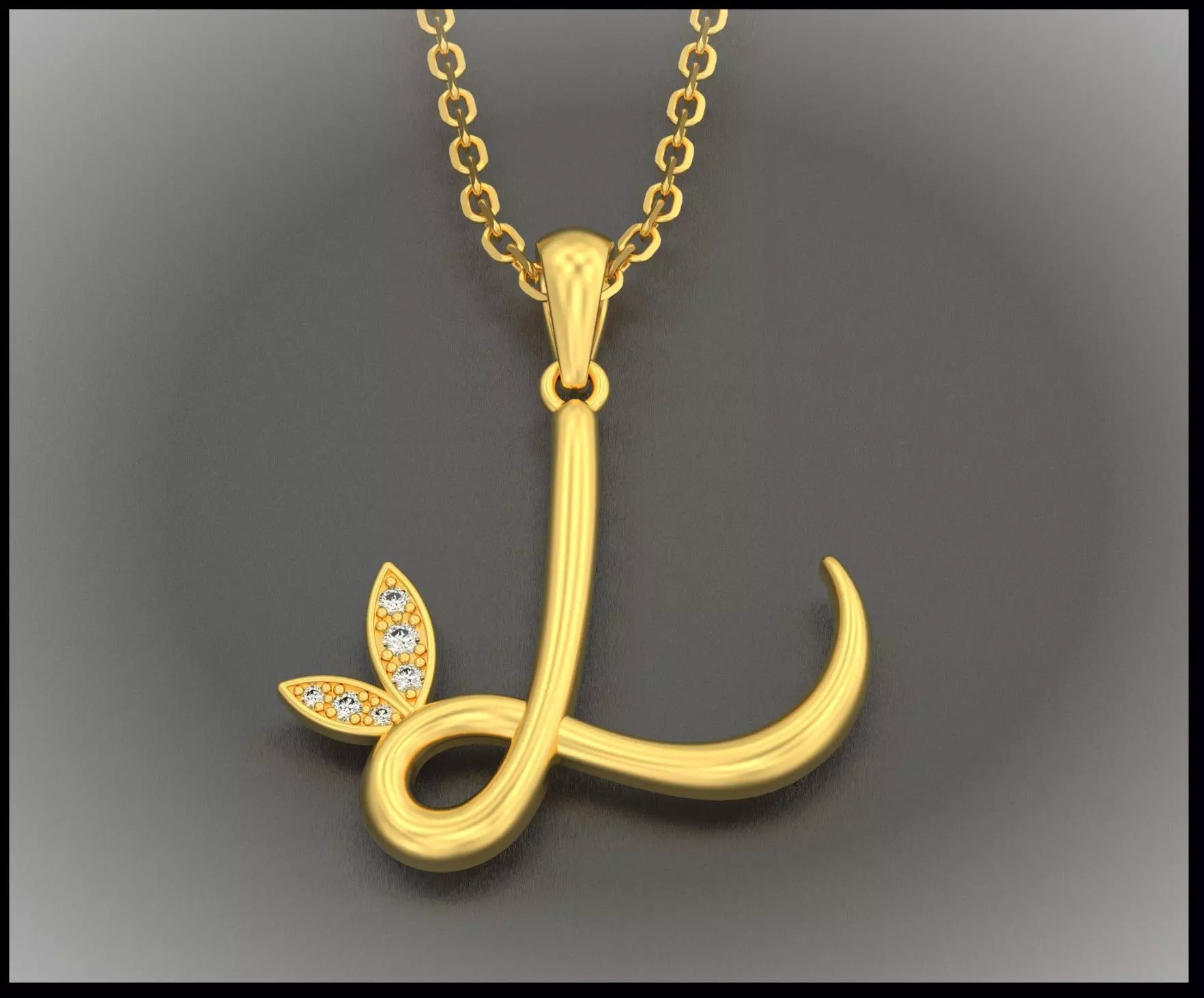 L Letter Leaf Style 3D print model_0