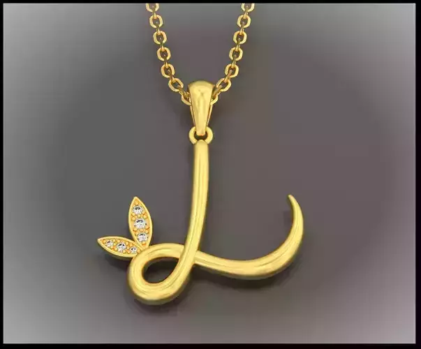 L Letter Leaf Style 3D print model