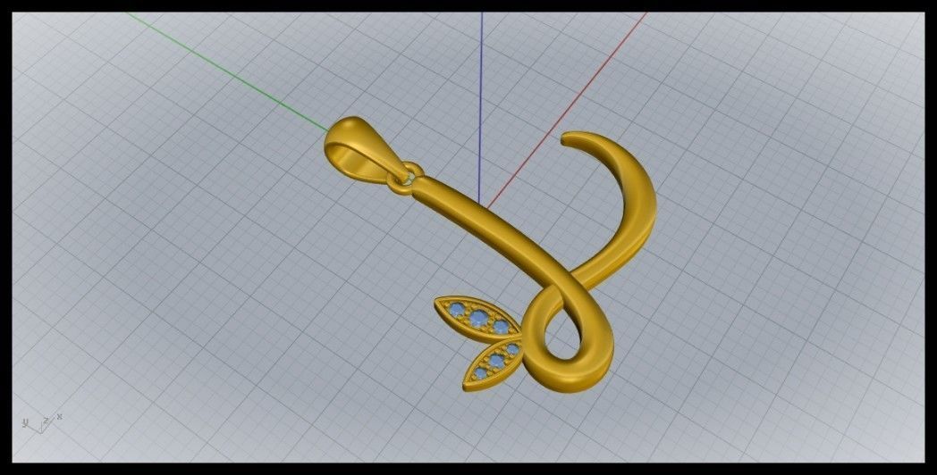 L Letter Leaf Style 3D print model_3