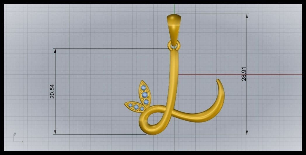 L Letter Leaf Style 3D print model_8