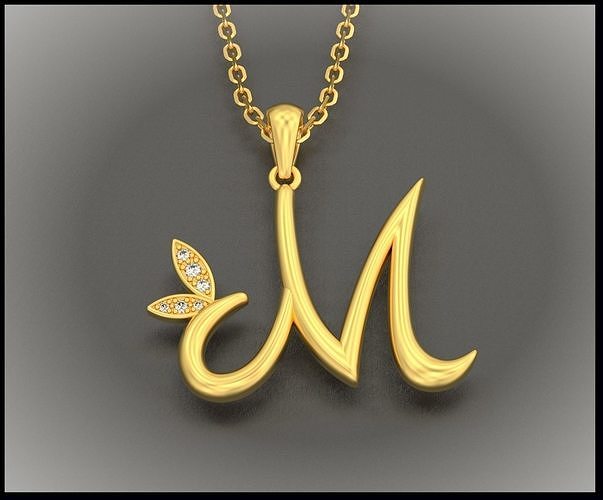M Letter Leaf Style 3D print model