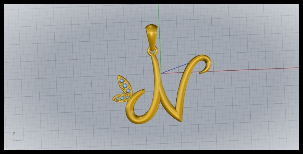 N Letter Leaf Style 3D print model_7