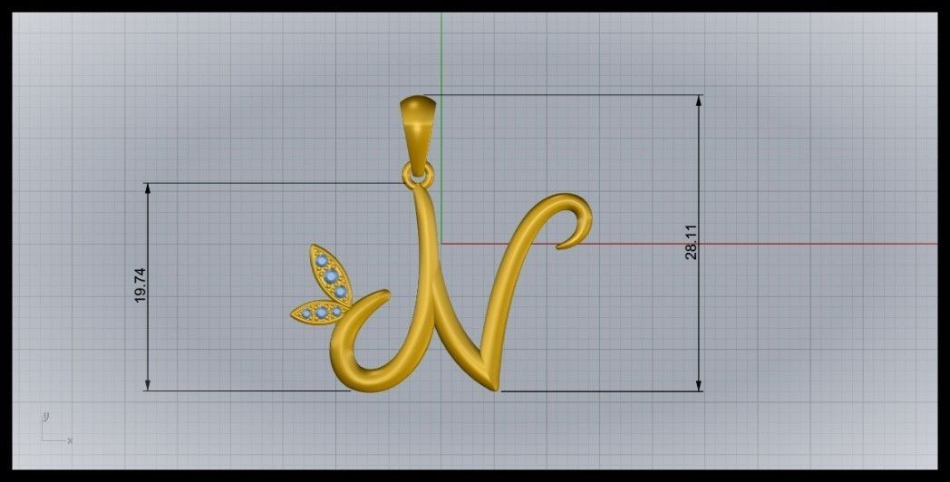 N Letter Leaf Style 3D print model_8