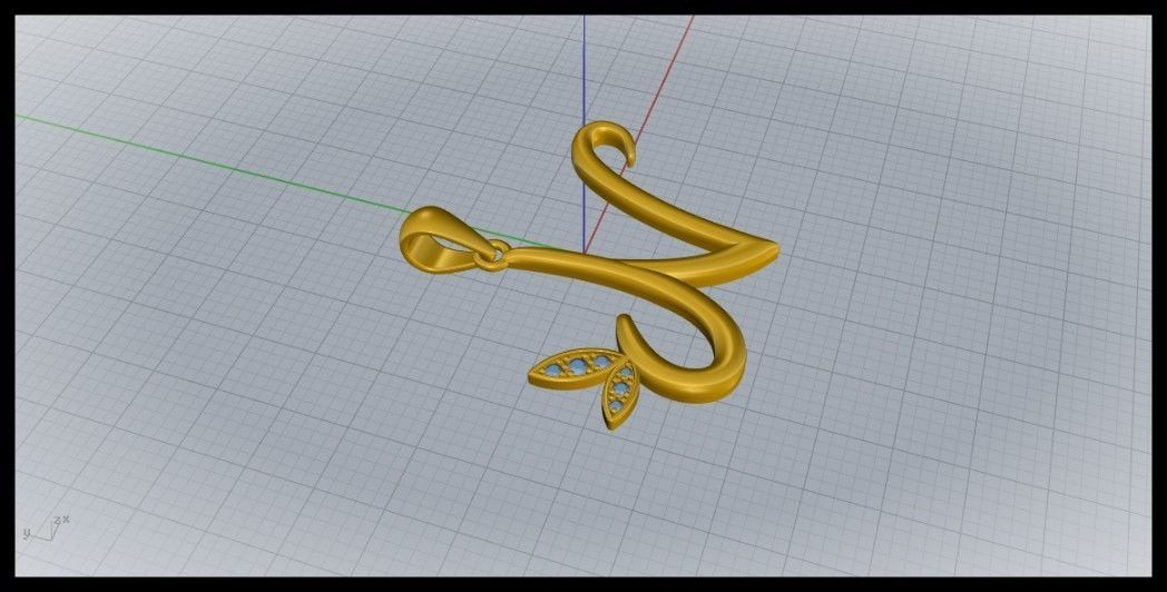 N Letter Leaf Style 3D print model_3