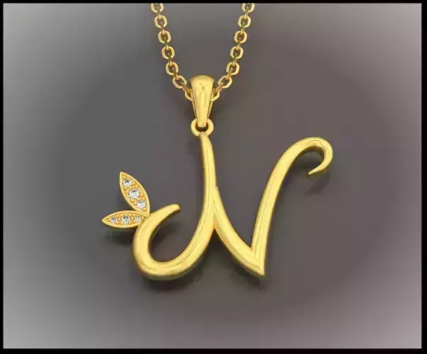 N Letter Leaf Style 3D print model