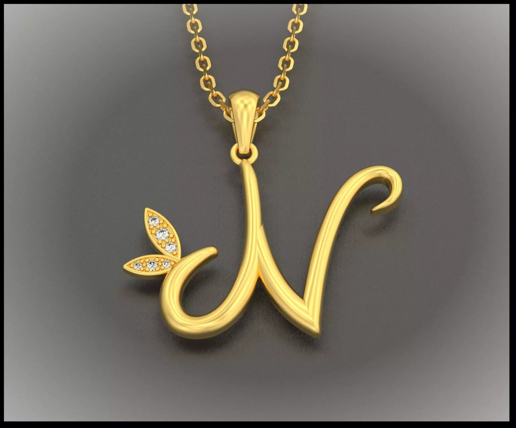 N Letter Leaf Style 3D print model_0