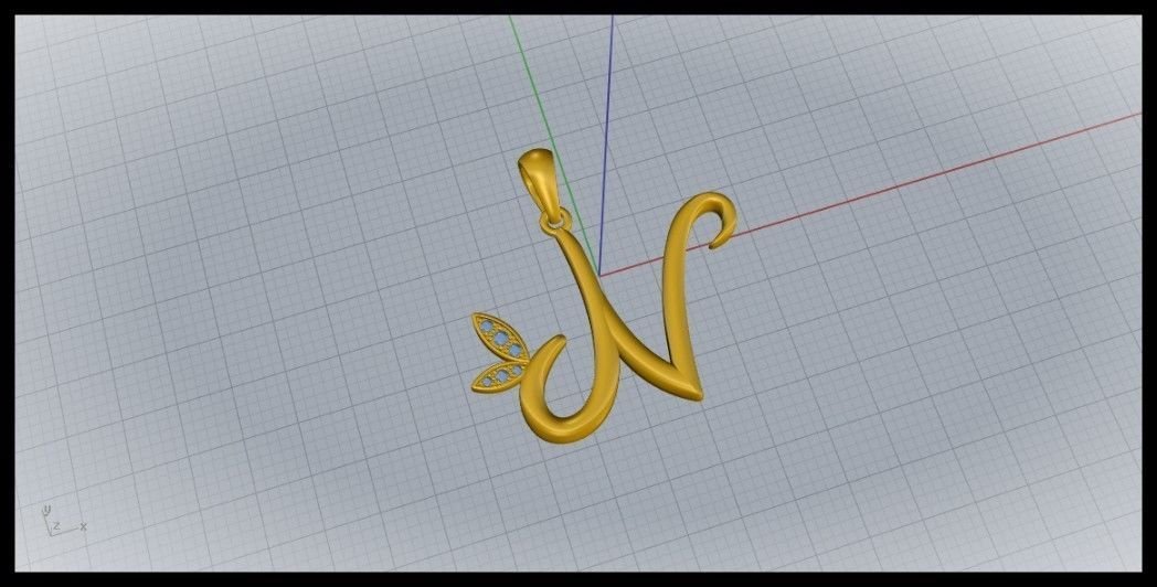 N Letter Leaf Style 3D print model_5